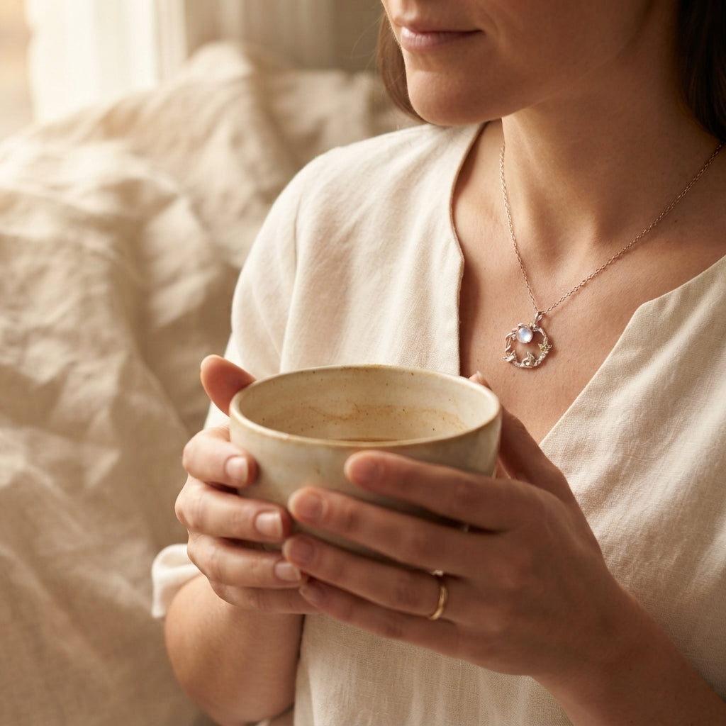 Moonstone Silver Rabbit Pendant Necklace
