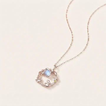 Moonstone Silver Rabbit Pendant Necklace
