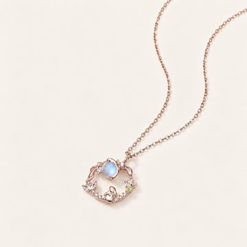 Collier pendentif lapin en argent avec pierre de lune