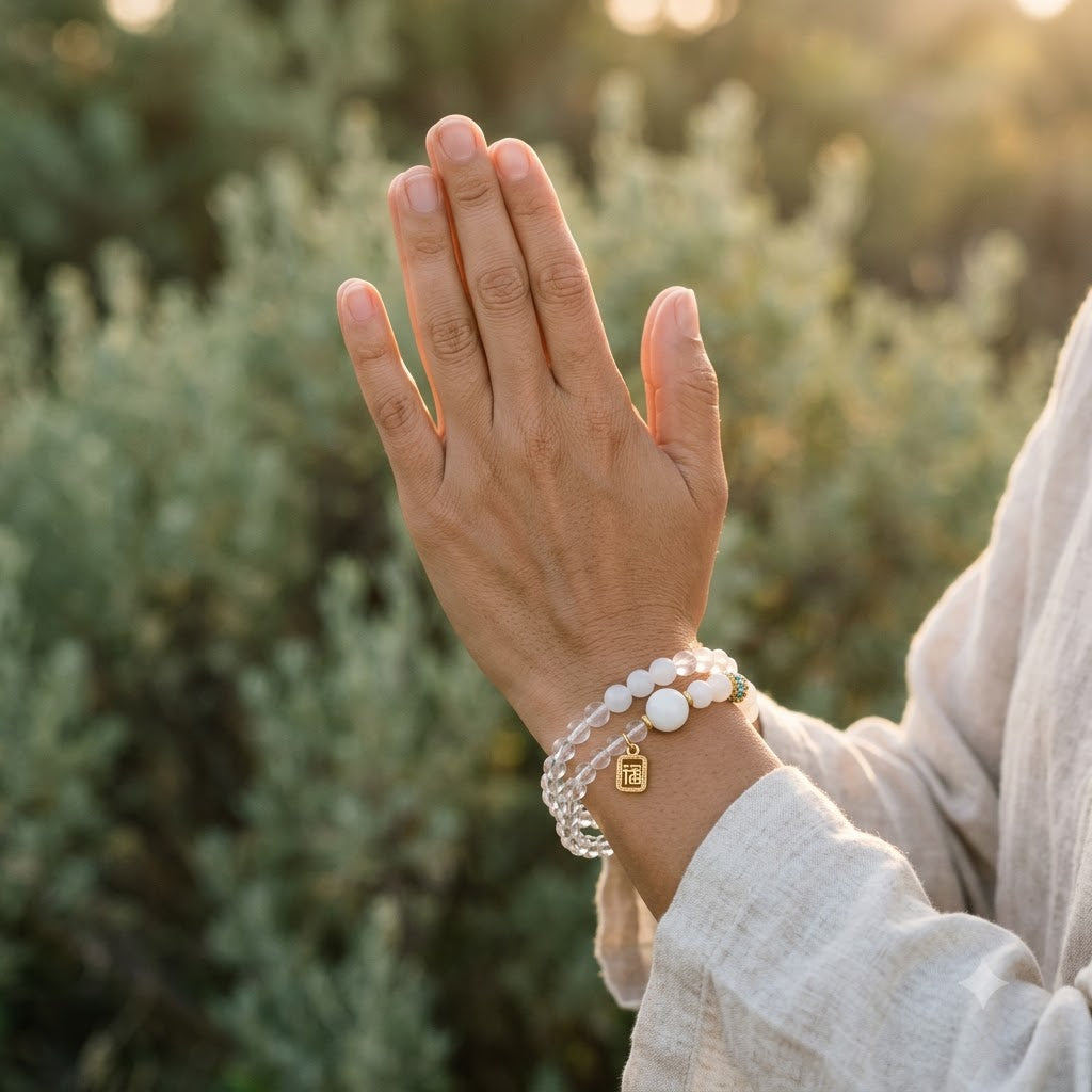 Moonstone and Clear Quartz Fortune Bracelet
