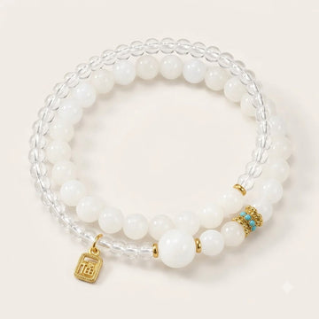 Moonstone and Clear Quartz Fortune Bracelet