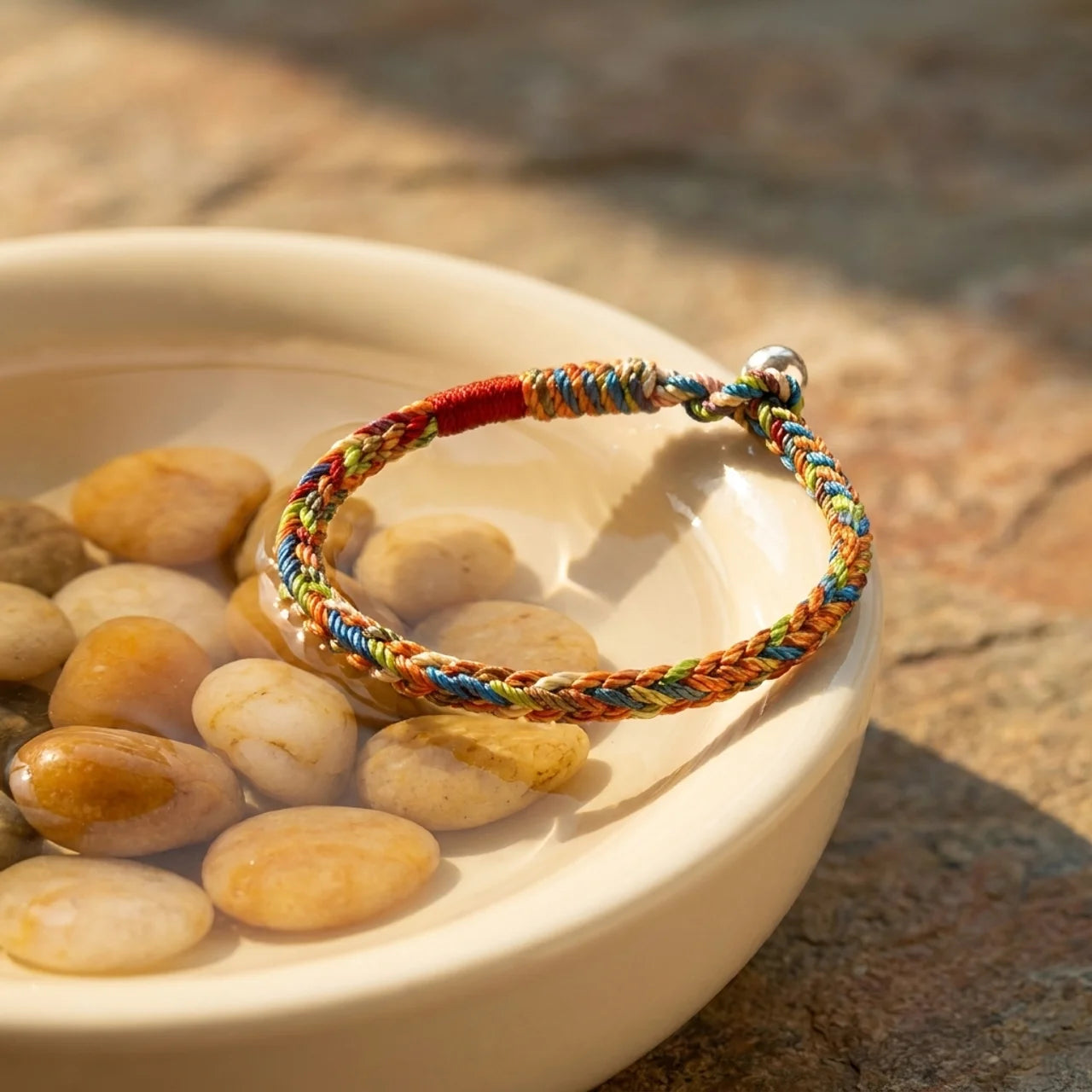 Multicolor Lucky Knot Braided String Bracelet