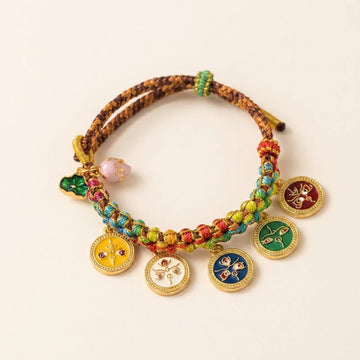 Multicolor Rope Five Gods of Wealth Bracelet