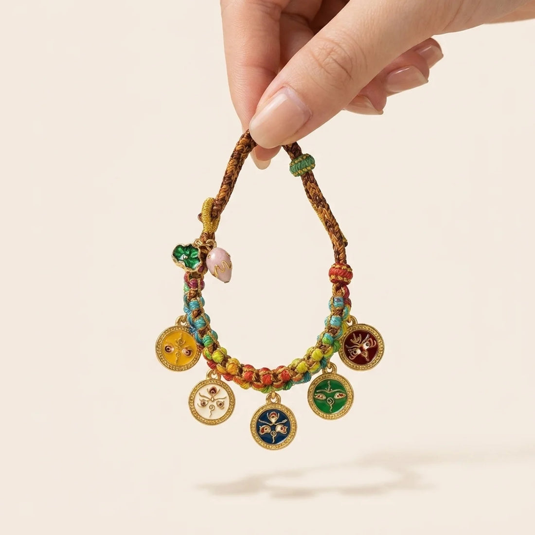 Multicolor Rope Five Gods of Wealth Bracelet