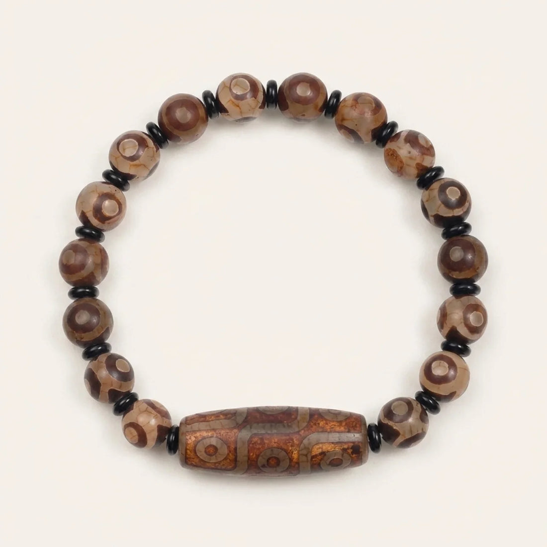 Natural Agate Nine Eye Dzi Bead Bracelet
