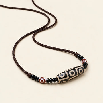 Natural Agate Nine Eye Dzi Bead Protection Necklace