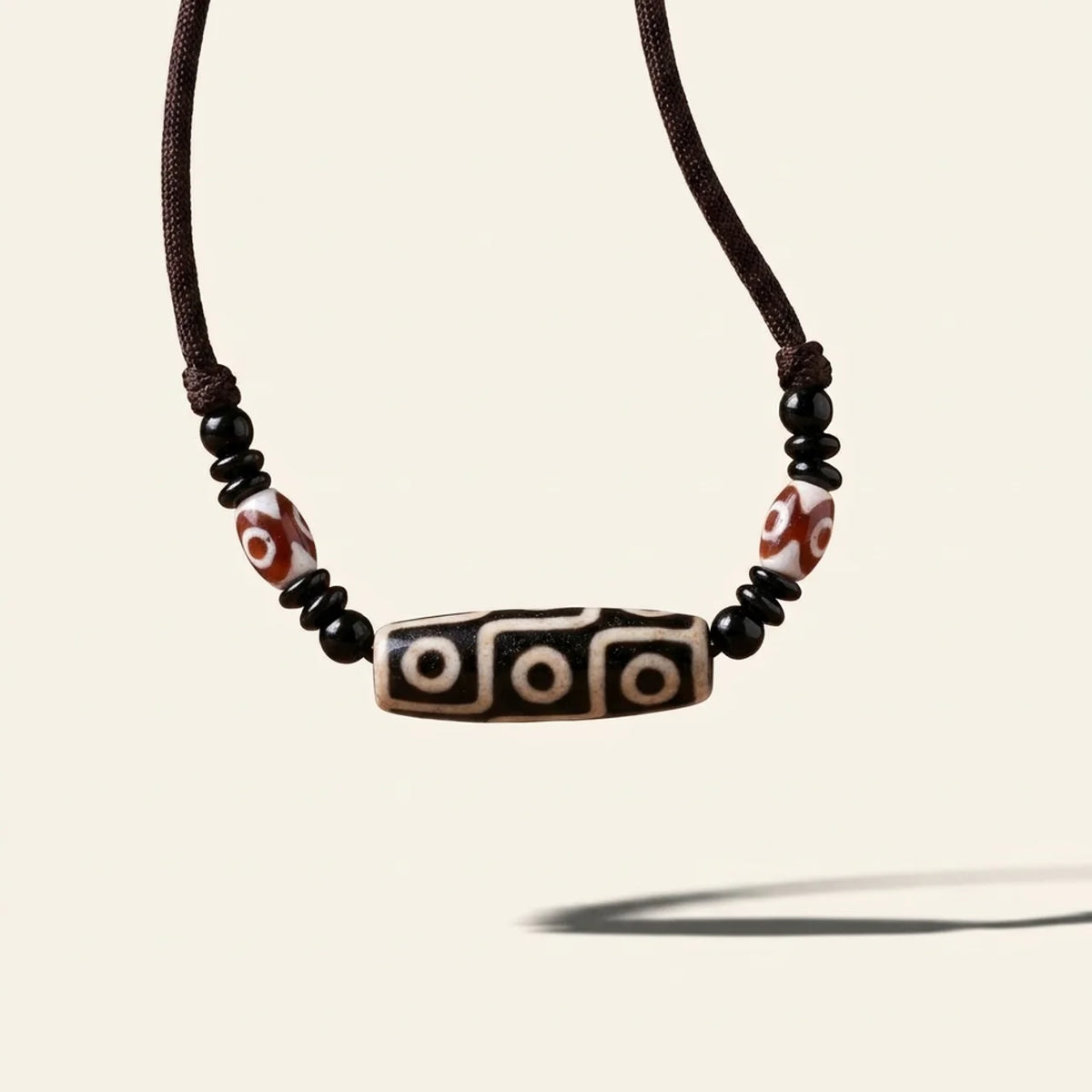 Natural Agate Nine Eye Dzi Bead Protection Necklace