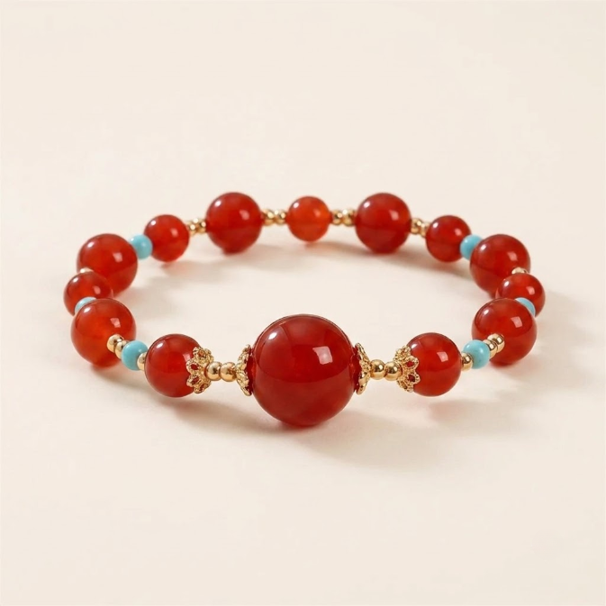 Natural Agate Turquoise Beaded Bracelet