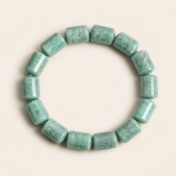 Bracelet naturel en perles cylindriques d’amazonite