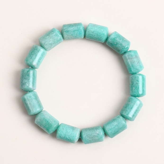 Bracelet naturel en perles cylindriques d’amazonite