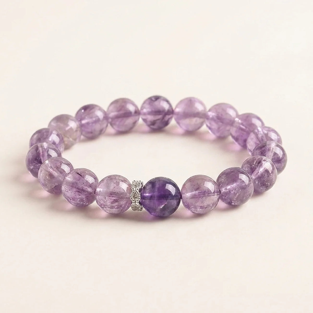 Bracelet naturel en perles de cristal d’améthyste
