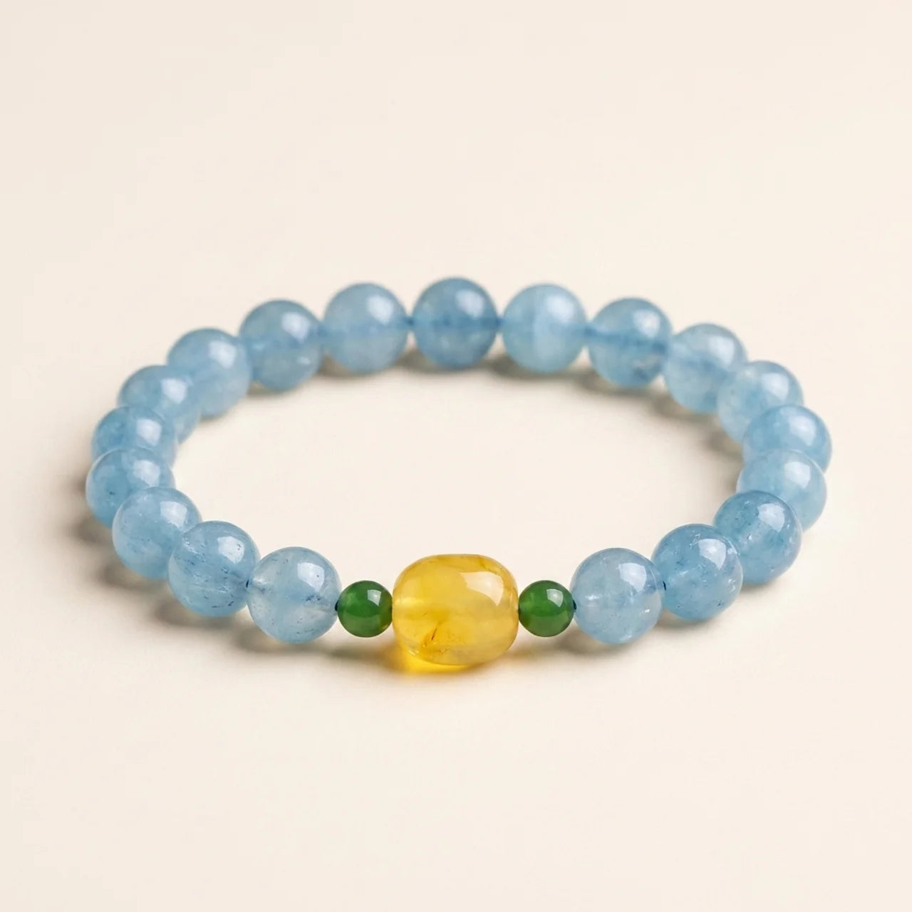 Natural Aquamarine Amber Beaded Bracelet