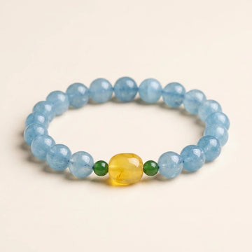 Natural Aquamarine Amber Beaded Bracelet