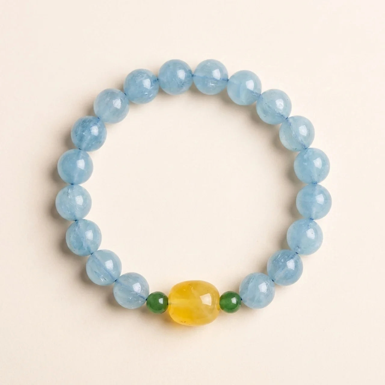 Natural Aquamarine Amber Beaded Bracelet