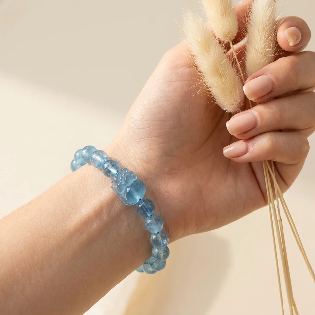 Natural Aquamarine Pixiu Bracelet