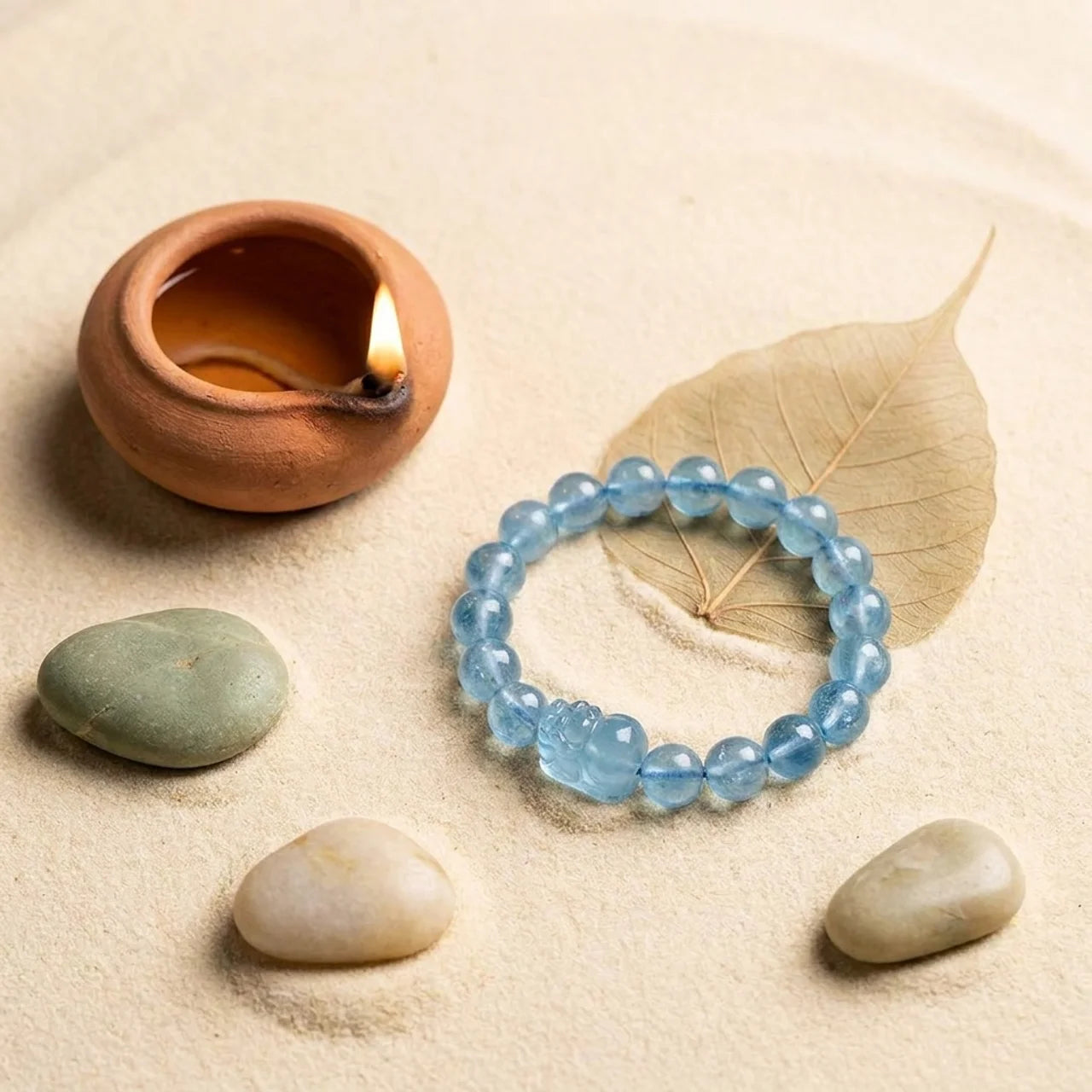 Natural Aquamarine Pixiu Bracelet