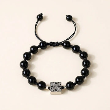 Natural Black Agate Beaded Couple Bracelet
