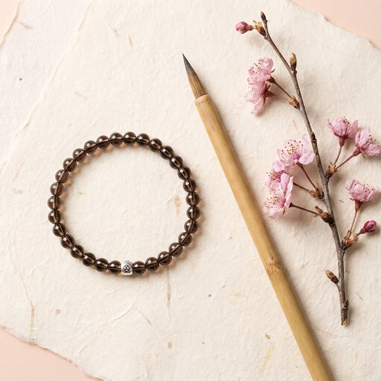 Natural Black Obsidian Smoky Quartz Bracelet