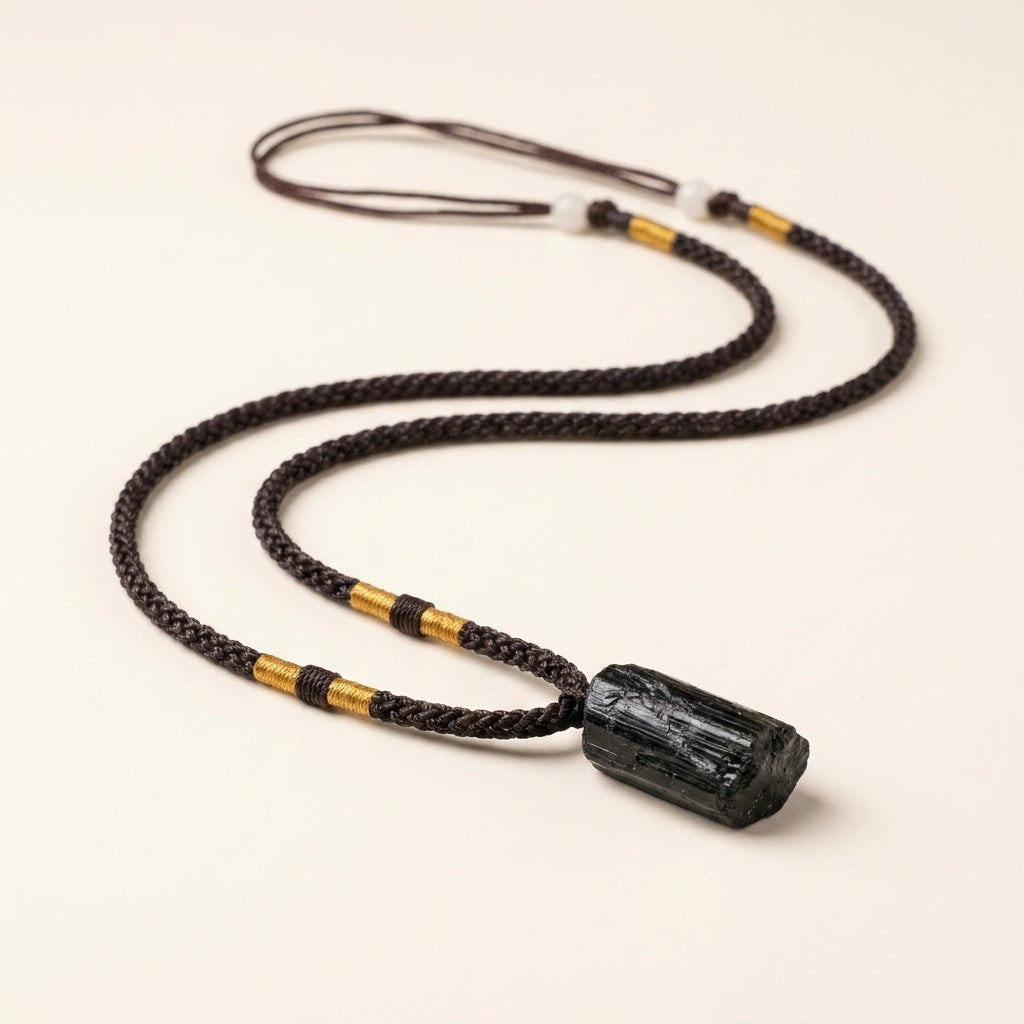 Natural Black Tourmaline Pendant Necklace