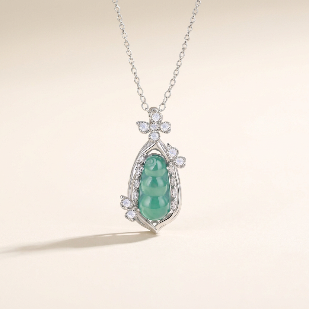 Natural Blue Jade Pod Pendant Necklace