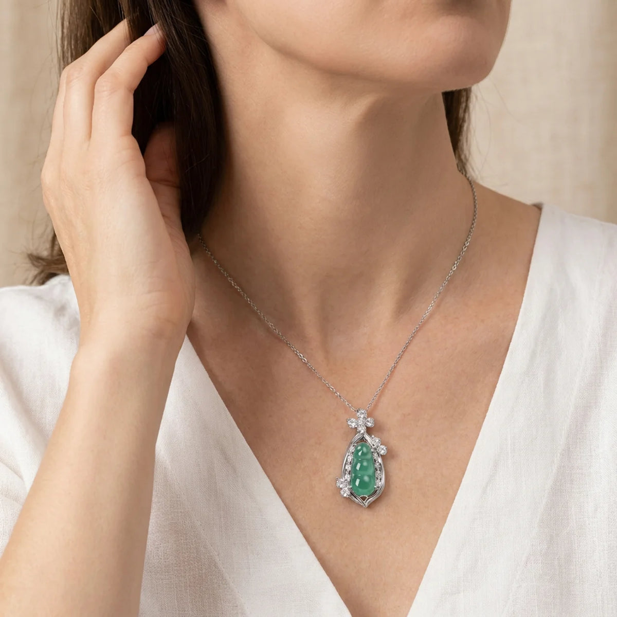 Natural Blue Jade Pod Pendant Necklace