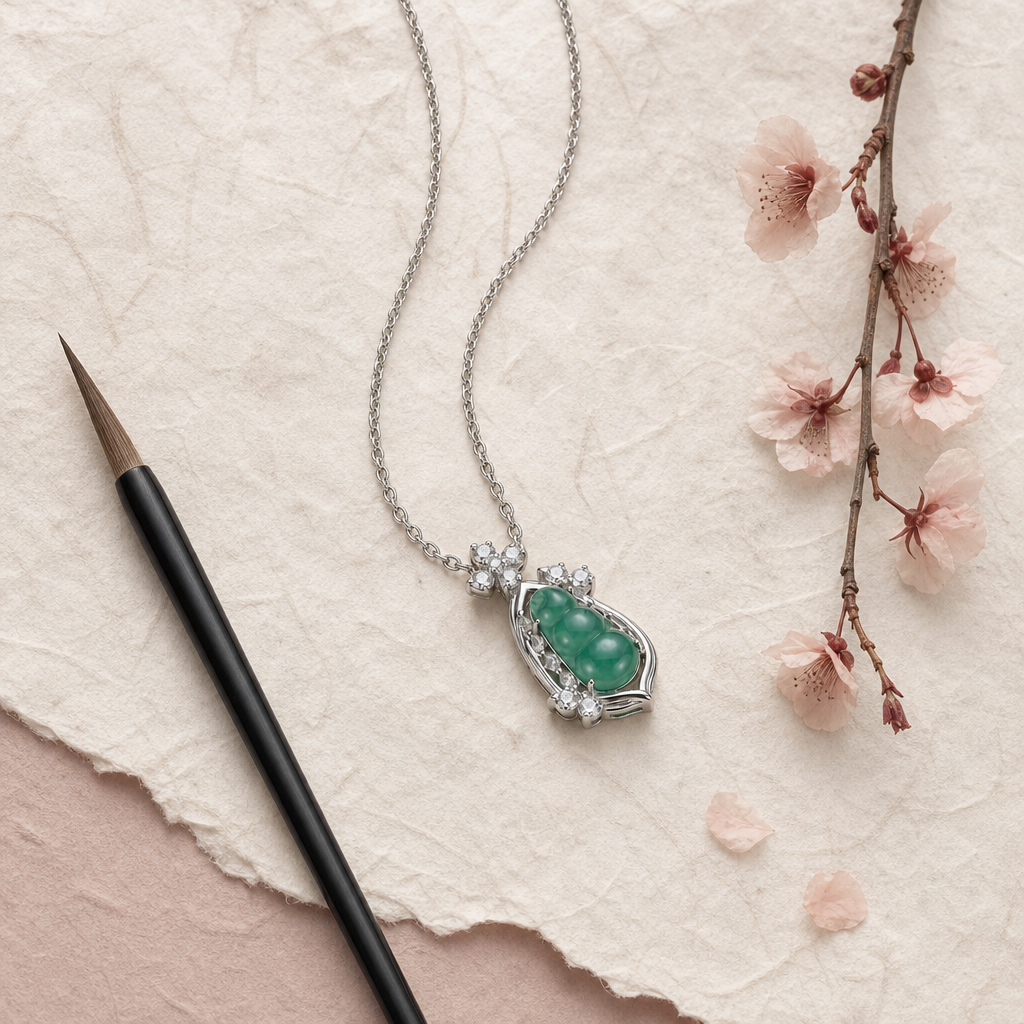 Natural Blue Jade Pod Pendant Necklace