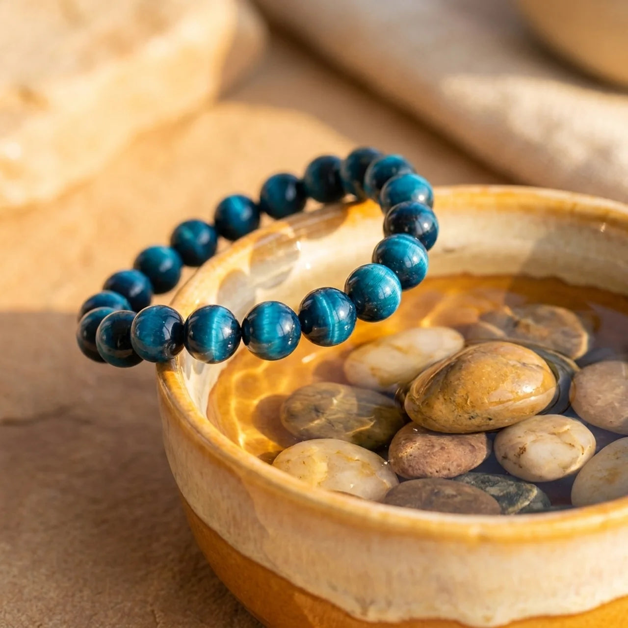 Natural Blue Tiger Eye Stone Bracelet