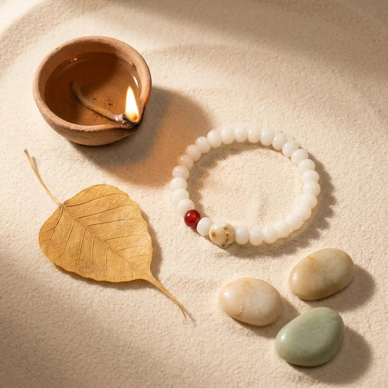 Natural Bodhi Seed Lucky Cat Paw Bracelet