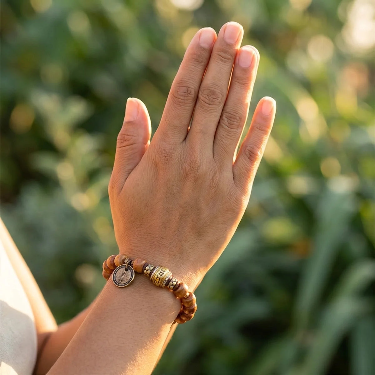 Naturstein Kamelknochen Om Sanskrit Armband