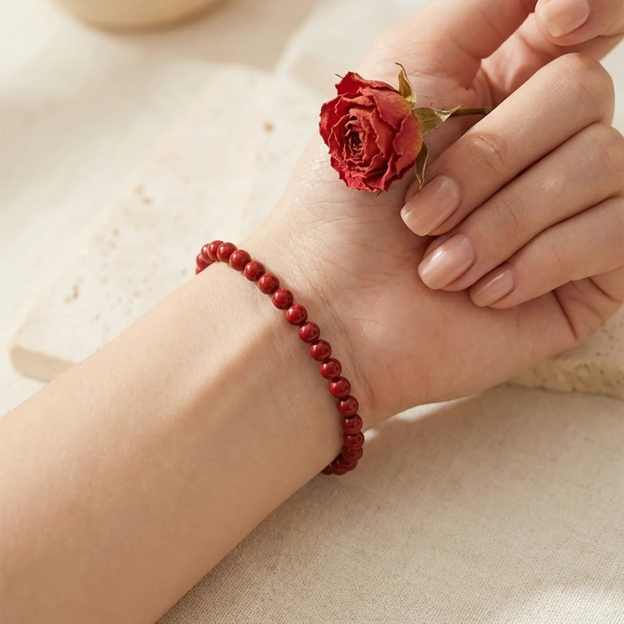 Natural Cinnabar Red String Bracelet Anklet