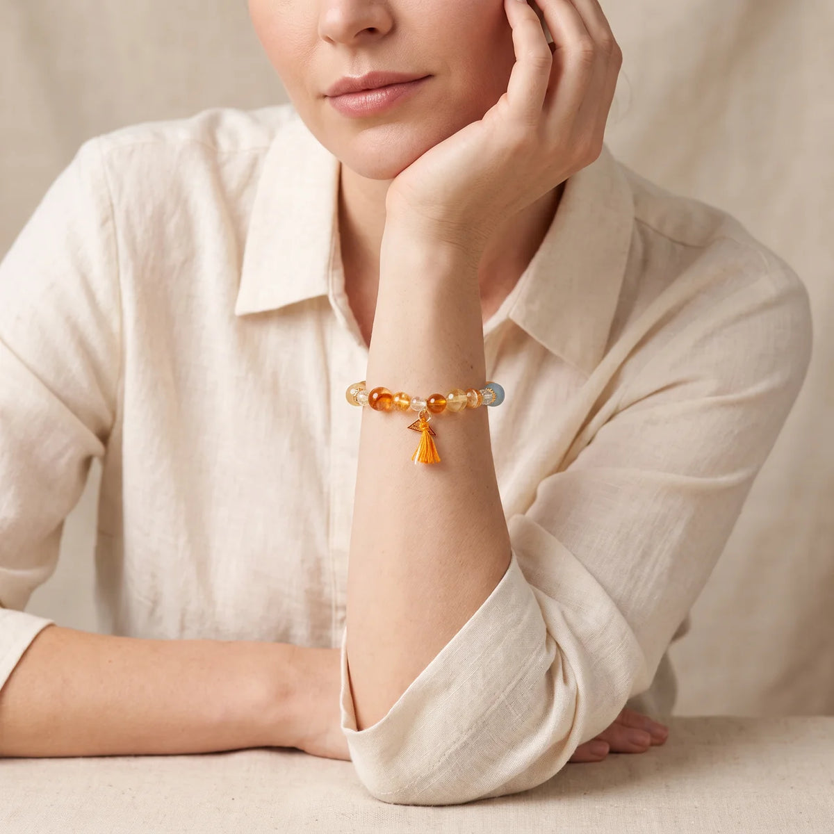 Natural Citrine Aquamarine Crystal Bracelet