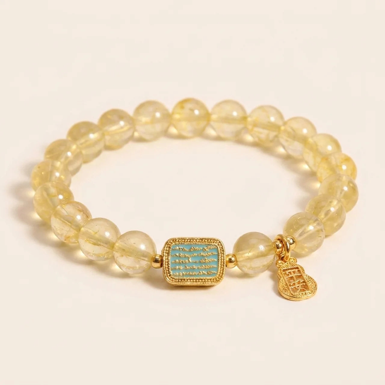 Natural Citrine Five Scriptures Bead Bracelet