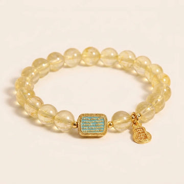 Natural Citrine Five Scriptures Bead Bracelet