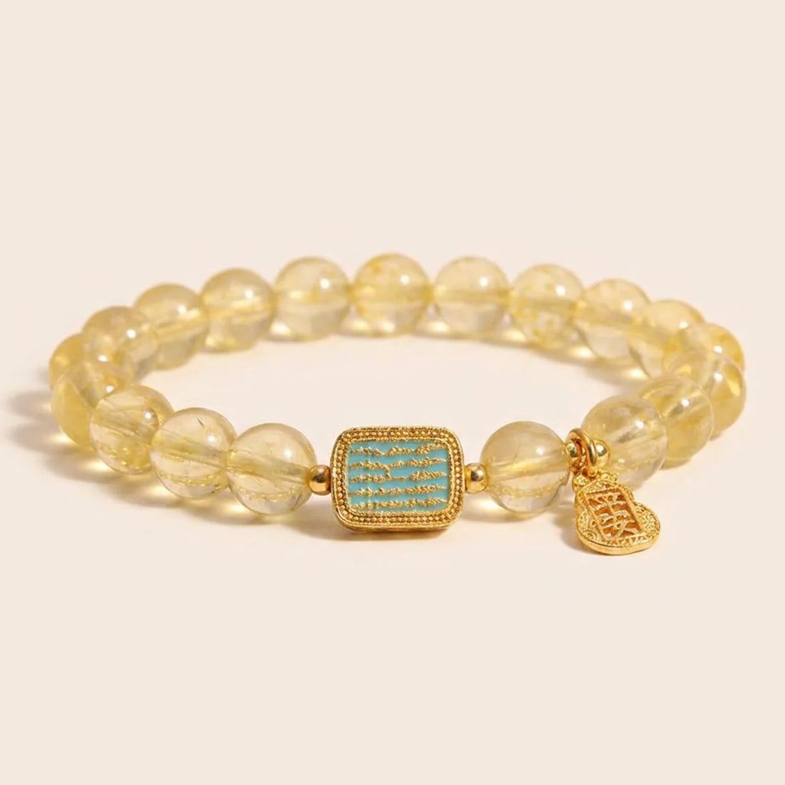 Natural Citrine Five Scriptures Bead Bracelet