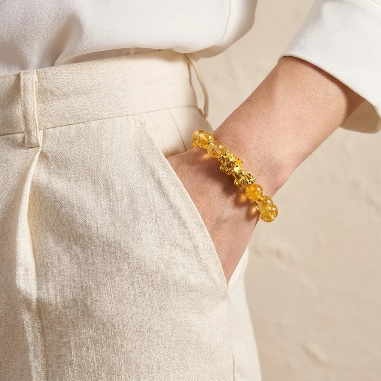 Natural Citrine Pixiu Bracelet