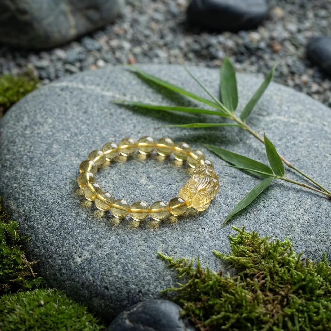 Natural Citrine Pixiu Stretch Bracelet