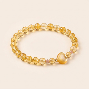 Natural Citrine Shell Heart Beaded Bracelet