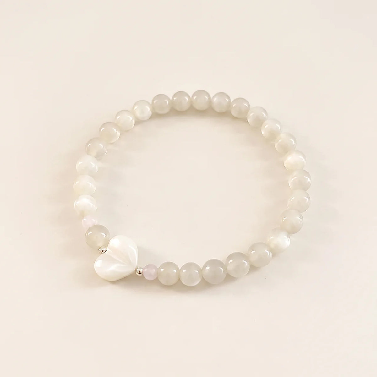 Natural Citrine Shell Heart Beaded Bracelet