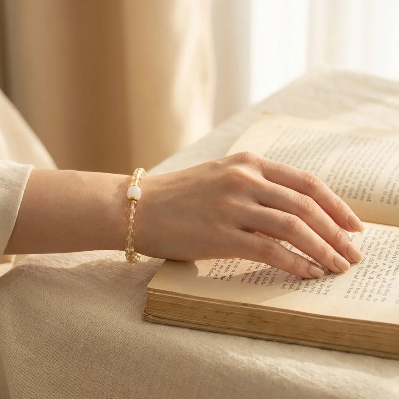 Natural Citrine White Jade Prosperity Bracelet