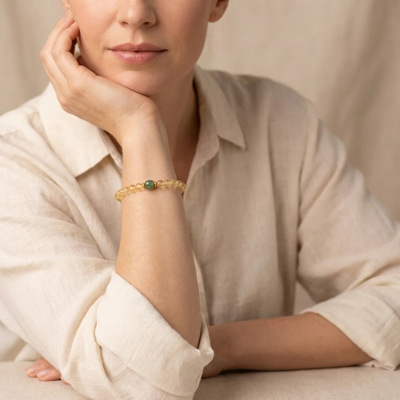 Natural Citrine White Jade Prosperity Bracelet