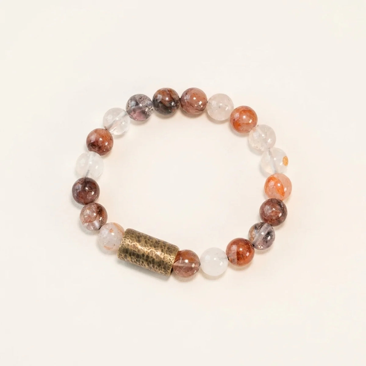 Natural Crystal Phantom Quartz Beaded Bracelet