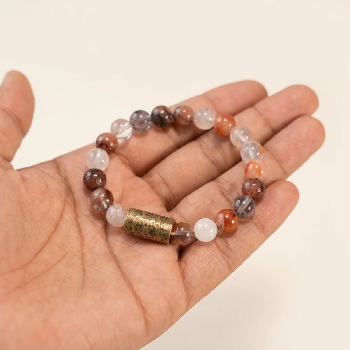 Natural Crystal Phantom Quartz Beaded Bracelet