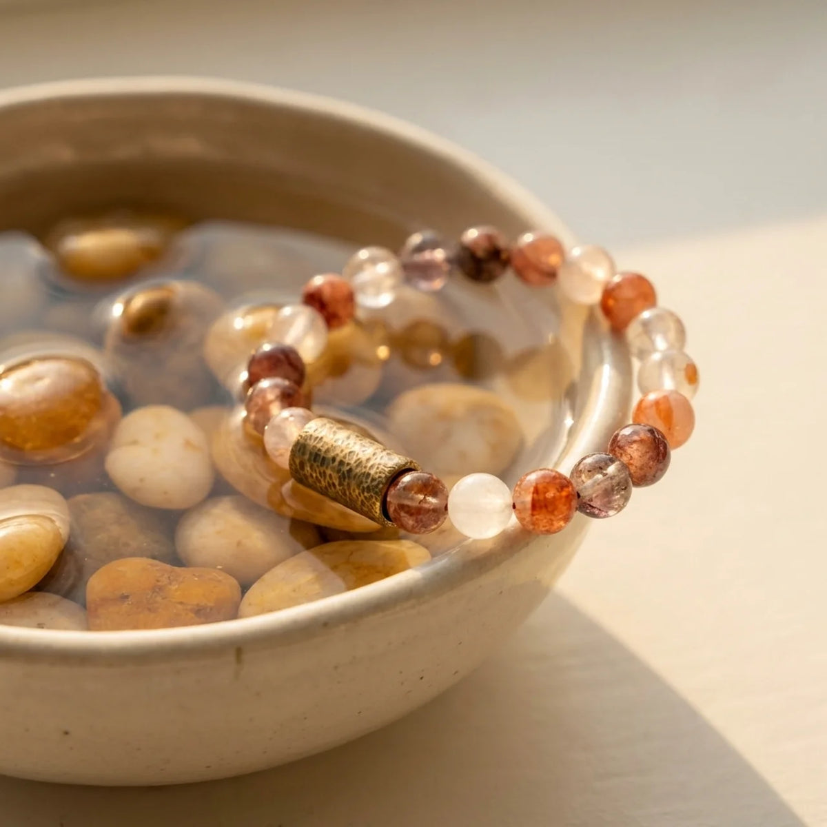Natural Crystal Phantom Quartz Beaded Bracelet
