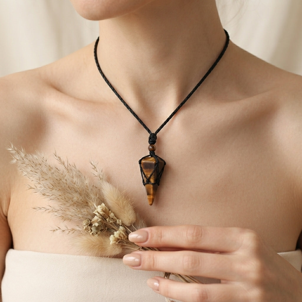 Natural Crystal Point Pendant Necklace