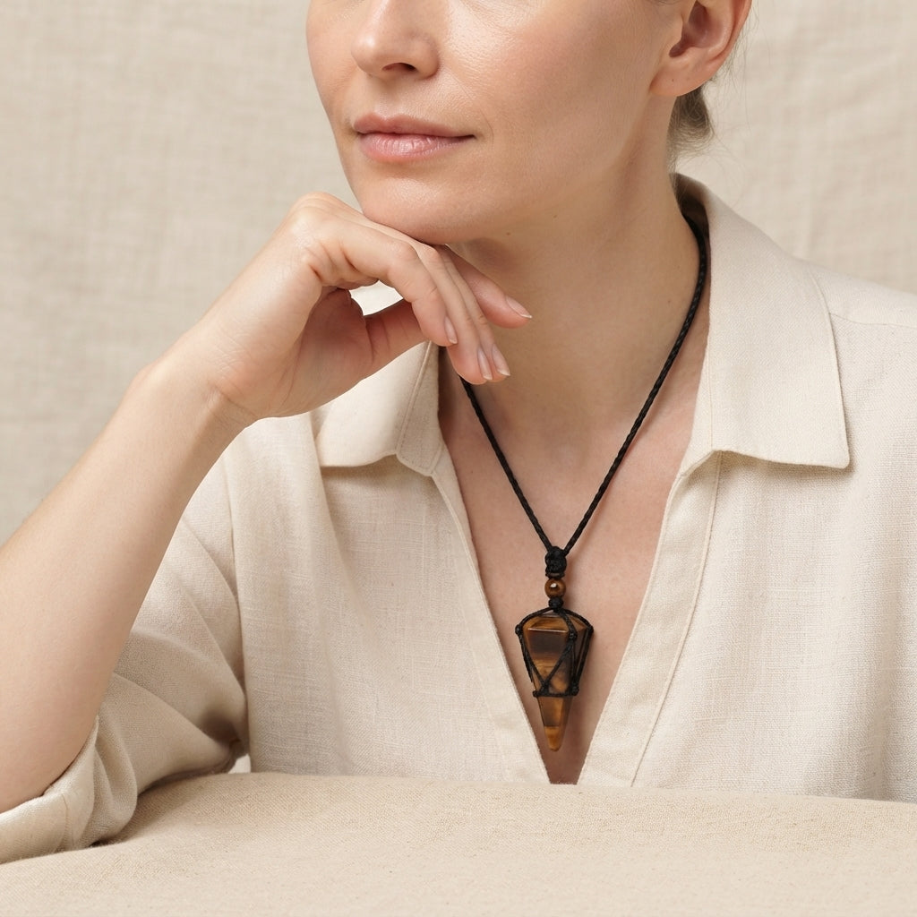 Natural Crystal Point Pendant Necklace