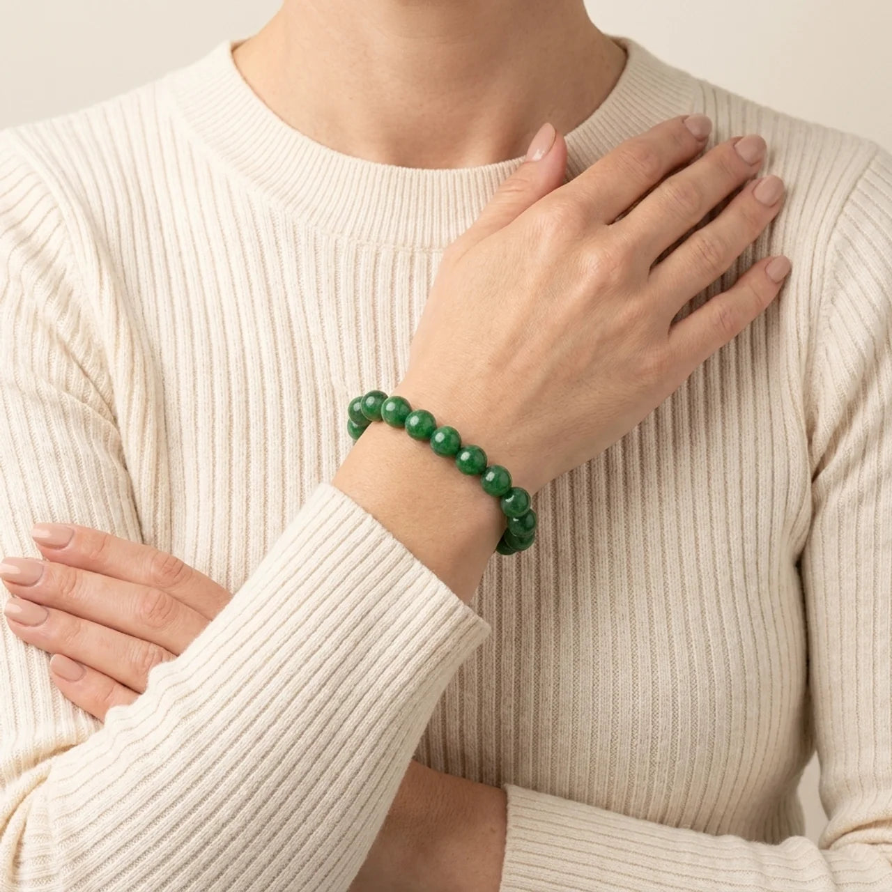 Natural Cyan Jade Bead Bracelet