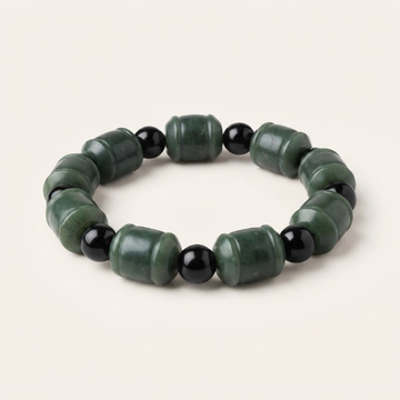 Natural Cyan Jade Cylinder Beaded Bracelet