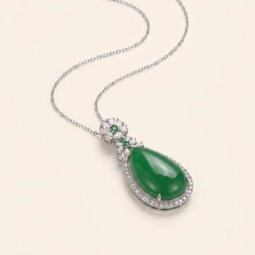 Natural Cyan Jade Harmony Pendant Necklace