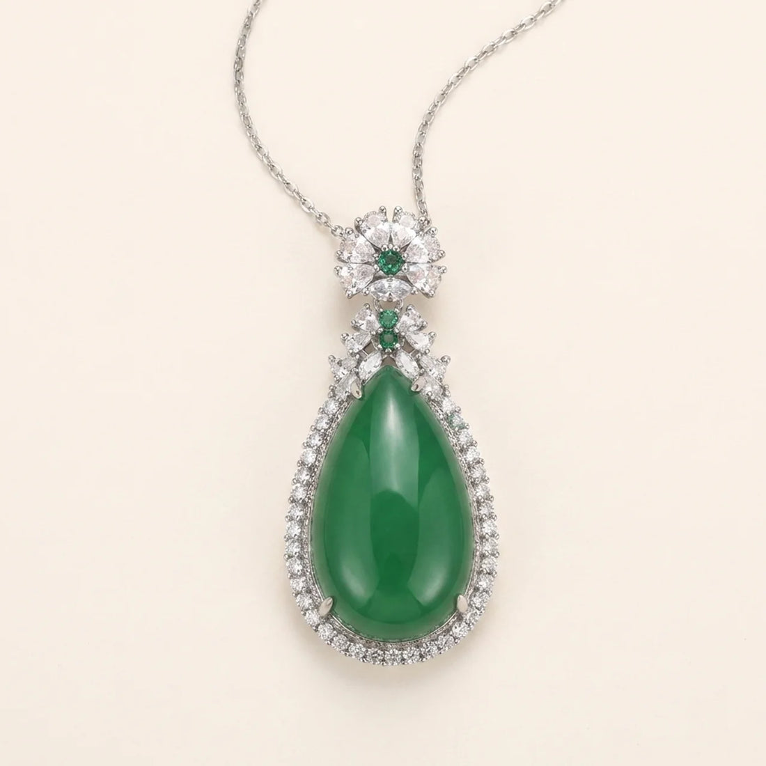Natural Cyan Jade Harmony Pendant Necklace