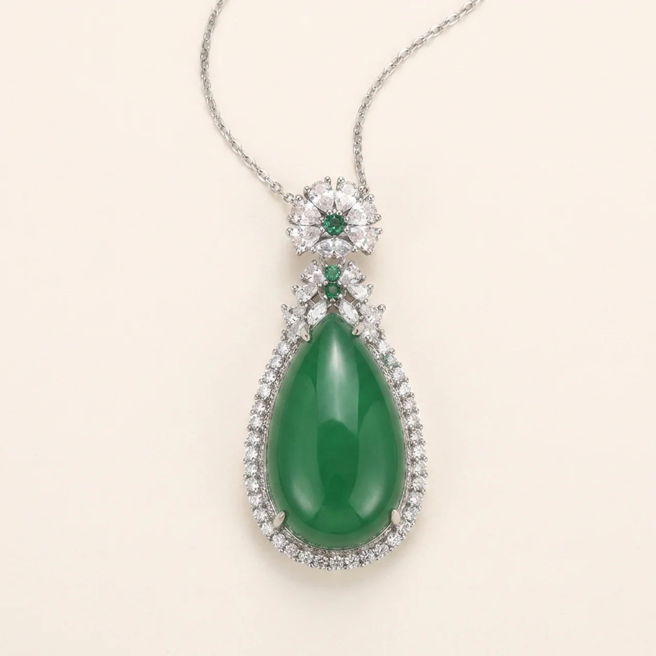 Natural Cyan Jade Harmony Pendant Necklace